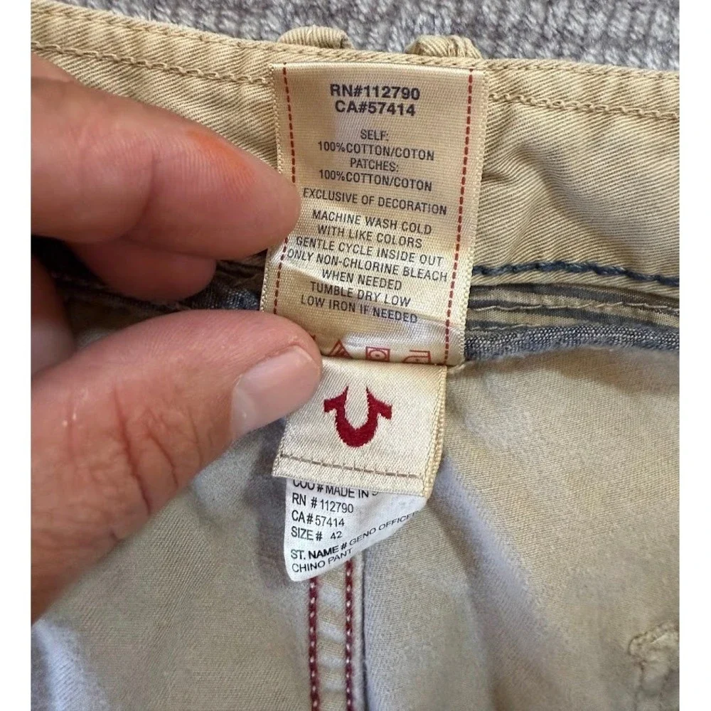 True‎ religion Mens Tan Khaki Straight Leg Chino Pants 38x31 Button Fly